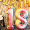 Miniatyrbillede 4 af 5: Talballoner, 40 tommer store regnbue folie mylar heliumballoner til fødselsdagsfestgradient, 5