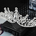 Miniatyrbillede 3 af 5: Barok Dronning Krone, Sliver Bryllupskrone og Tiara til Brud Håndlavet Prinsesse Krystal Rhinestone Pandebånd Tiaraer til Kvinder
