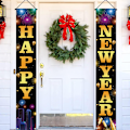 Miniatyrbilde 5 av 5: Happy New Year Banner 2025, 1 par 71x12 tommer Happy New Year, Happy Year Fackdrop Veranda vegg hjemme