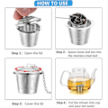 Miniatyrbillede 3 af 5: Pieces Te-infuser til løs te Rustfrit stål Te-filter med kæde Te-infuser Te-kugle til tekande & krydderier