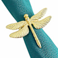 Miniatyrbillede 3 af 4: 6 stk. Dragonfly Servietringe Guld DIY Hotel Bryllup Banket Bordvisning Metal Servietspænde Jul