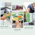 Miniatyrbillede 3 af 5: Madkasse med 3 rum, 1400 ml, lækagesikker sandwichboks, mikroovnsikker, indbygget bestiksæt, ske og gaffel, grøn