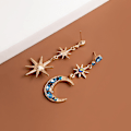 Miniatyrbillede 2 af 5: Crescent Moon Star Dangle Øreringe, Sol Måne Stjerner Drop Øreringe Hypoallergeniske, Stjerne og Måne Øreringe Studs