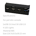 Pikkukuva 4 / 4: Ps4 Slim -pelikonsolin keskitin, 4 USB-portin keskitin Ps4 Slimille, USB 3.1 High Speed USB 2.0 Super Transfer Speed -laturiohjainjakaja laajennussovitin