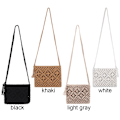 Miniatyrbild 3 av 7: Handvävd Crossbody-väska i halm för kvinnor, bohemisk strandväska med axelrem, tofsar och dragkedja light gray