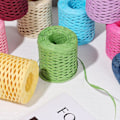 Miniatyrbillede 6 af 9: 2 ruller 200M håndstrikket Lafite Raffia strå miljøvenligt papirgarn bageemballage bælte reb sort Black Length 200m/roll