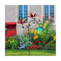 Miniatyrbilde 3 av 5: Vindspinner, vindspinnere for hage og hage i metall med 3 snurrende blomster og sommerfugler