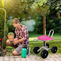 Miniatyrbilde 2 av 5: 4 hjul hagerullende arbeidssete, høydejusterbar robust hagestol, 360 graders dreibar hagesete, for luking, planting og plenvedlikehold