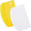2 pcs 13.5x9cm Dough Scraper Plastic Pastry Scraper Bowl Scraper Dough Bread Cutter for Cake Decoration Baking (Yellow, White)