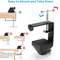 Miniatyrbillede 5 af 5: Heavy-duty bordmonteringsspænde, C-monteringsspændeholder med headset-krogophæng til mikrofonophæng