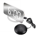 Miniatyrbild 1 av 5: Hög vibrerande väckarklocka för tunga sovare, vuxna döva, digital spegelklocka med sängvibrator F