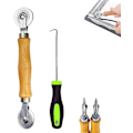 Pikkukuva 1 / 5: Putkityökalu puukahvalla ja teräsrenkaalla Työkalu Retractable Roller Sieve Window Spline Roller