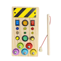 Miniatyrbillede 1 af 5: Fiskeri Baby Træ Busy Board Med Led Lys Sensoriske Læring Legetøj Til Småbørn 1-3y Toggle Swi
