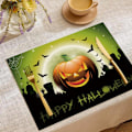 Miniatyrbillede 5 af 5: Halloween Bordsmåtter Sæt af 4 til Spisebord Vaskbare Varmebestandige Holdbare Bordmåtter til Spisebord Nemme at Rengøre