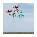 Miniatyrbilde 5 av 5: Vindspinner, vindspinnere for hage og hage i metall med 3 snurrende blomster og sommerfugler