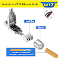 Miniatyrbillede 2 af 5: 2 stk. RJ45 Cat7-stik, værktøjsfrit, afskærmet, modulært netværksstik til installation