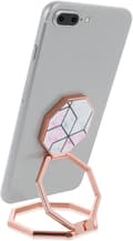 360° Roterande Telefonringhållare - Vikbar Justerbart Grepp (Rosa Röd Marmor)