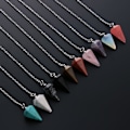 Pikkukuva 5 / 9: Luonnonkiviterapia Riipus Korut Reiki Pyramidi Kuusikulmainen Heiluri Ketjuriipus amuletti 9-Snowflake Stone
