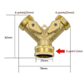 Miniatyrbillede 2 af 5: Dobbelt Udgang Ventil Slange Connector Adapter Messing Bold Have Blomst Græs Plæne Vanding Udstyr (1 stk, Guld) -z