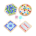 Miniatyrbild 1 av 5: 4 Set DIY Glasmosaikunderläggplattor för hantverk Blandade färger Mosaikkit med träunderlägg för reklam