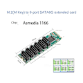 Pikkukuva 2 / 5: M.2 (pcie 3.0) 6-portin laajennuskortti Sata Iii 6g Ssd -sovitin 3 Sataiii -kaapelilla Pcie Gen3x2 Non-r