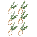 Miniatyrbilde 3 av 5: 18 stk. Eukalyptus Serviettringer Håndlagde Tretreperler Hjemmedekorasjon Kunstig Grønt Serviettholdere For