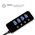 Miniatyrbillede 5 af 5: 4-ports USB 3.0 Hub med 4 USB 3.0 data porte, sort