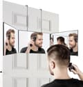 3-Way Mirror, 360 Mirror for Self-Haircut, Adjustable & Foldable Portable Tri-Fold Mirror with Height Adjustable Hook, for DIY Haircut, Hair Dyeing