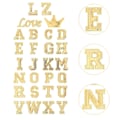 Miniatyrbillede 3 af 4: 56 stk. Sequin Guld Bogstav Patches Stryg på Patches Alfabet Tøj Patches