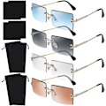 Miniatyrbillede 1 af 5: 4 stk. Rimless rektangulære solbriller Vintage Rimless Eyewear Retro -t