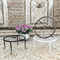 Miniatyrbilde 3 av 5: Blomsterkrakk Planteholder, Rund, Smijern, Blomsterpottebase, Til Innendørs Balkong Utendørs