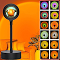 Miniatyrbillede 2 af 5: Solnedgangslampe 12 farver Led Regnbue Solnedgang Projektionslys Led Nattelys 360 Rotation Solnedgangslampe