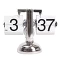 Retro Flip Clock Quartz Bordsklocka med Metallram för Hemmakontor Vit Silver