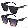 Pikkukuva 1 / 5: Trendikkäät Cat Eye -aurinkolasit naisille - 2 pakkausta Vintage Oversized Cateye Style Square -aurinkolasit naisille ja miehille