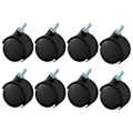 Miniatyrbillede 1 af 3: 8 stk. 6 mm gevindstang 40 mm dobbelthjul roterende hjul sort
