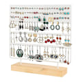 Miniatyrbillede 1 af 5: Øreringsstativ Display Stativ 3-lags Ørestik Holder Smykke Organizer Ørestik Øreringsholder 144 Huller Med Træbase Stativ Display Stativ Til Kvinder Pige