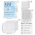 Miniatyrbillede 3 af 5: 100 kuverter pengebesparende udfordringer bog, opbevaring budgettering mappe budget bog kontant besparelse udfordring kit (blå)