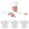 Miniatyrbilde 1 av 5: 3 stk hvite kokkehatter, justerbar kokkehatt med justerbar strikk laget av poly unisex kokkehatt for restaurantbaking