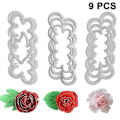 Miniatyrbillede 3 af 3: 9 stk. Fondant Icing Værktøj, 9 stk. Roser Nellike Peony 3d Blomsterblad Cutter
