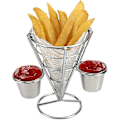 Miniatyrbillede 1 af 5: Pommes frites kegleholder, cornet-holder med saucekop til hjemmefester, picnics