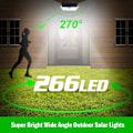Miniatyrbillede 2 af 5: 266 LED Udendørs Solcellelys, Ultra-lysstærkt 2500lm/2200mah Bevægelsessensor Udendørs