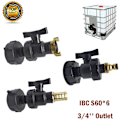 Miniatyrbilde 2 av 3: IBC-adapter, S60x6 IBC-tanktilkobling - Uttaksslange Vanntilkoblingsadapter Tilkoblingssett (s60 X 6 deksel