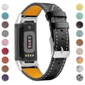Premium Ægte Læderarmbånd til Fitbit Charge 5/6 - Blødt Justerbart Erstatningsarmbånd Sort Black Fitbit Charge 6