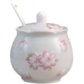 Miniatyrbillede 1 af 5: Keramisk sukkerskål med låg og skeer, porcelænsbeholdere til krydderier, saltbeholder