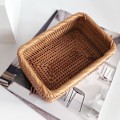 Miniatyrbild 5 av 5: 2x Handgjord Rektangulär Rotting Korg Frukt Te Snacks Bröd Picknick Kosmetisk Förvaringslåda S