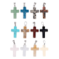 Miniatyrbilde 1 av 4: 12 stk naturlige stein anheng kors helbredende charms for smykkefremstilling DIY halskjede