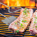 Miniatyrbild 5 av 5: Grillspatel och tång i ett - Spatel och tång 2 i 1 Platt Spatel Metalltång för matlagning Lång Spatel för grillning - Grilltång