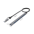 Miniatyrbild 1 av 5: 7-portars USB-hubb, tunn och smidig 2-i-1 (USB-C + USB 3.0) till USB 2.0 x 6 + USB 3.0 x 1, 5 Gbps snabb överföring USB3.