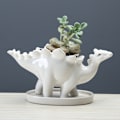 Miniatyrbild 2 av 5: 2 st, dinosaurieformad planter, liten suckulentkruka, små suckulentkrukor med dränering, keramisk dinosaurieformad planter