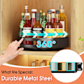 Miniatyrbilde 2 av 5: Snurrende brett, krydderhylle i metallstål, snurrende krydderhylle for kjøkken, kjøkkenkrydderoppbevaring, skapoppbevaring, 25,4 cm, svart